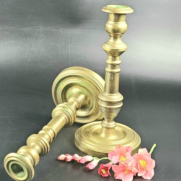 Vintage Solid Brass Heavy Candlestick Holders - Made in China - Set of 2 - Picture 8 of 8